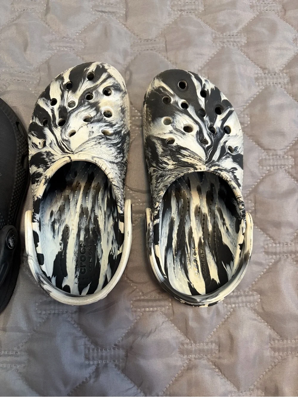 CROCS Kids Clogs — Solid Black & Black/White Marble